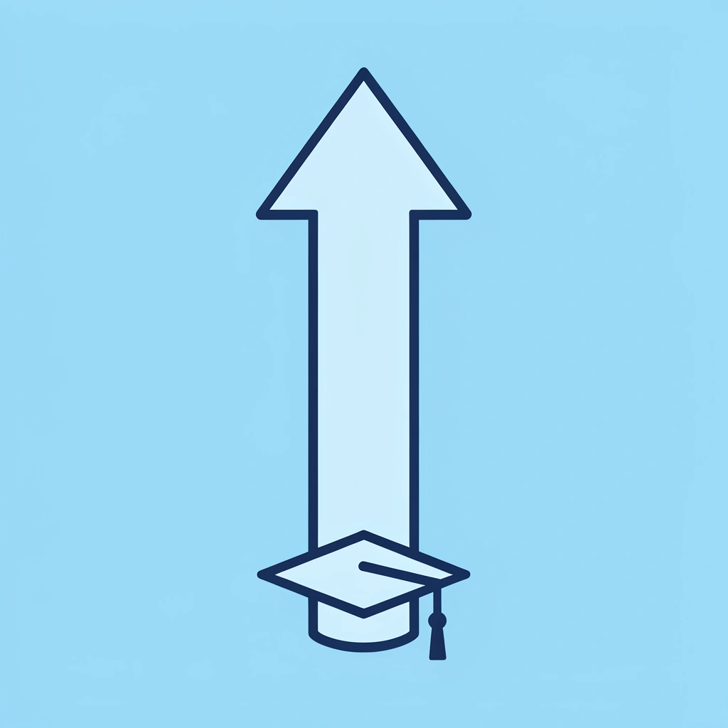 Upward arrow showing growth and progress from preschool to graduation