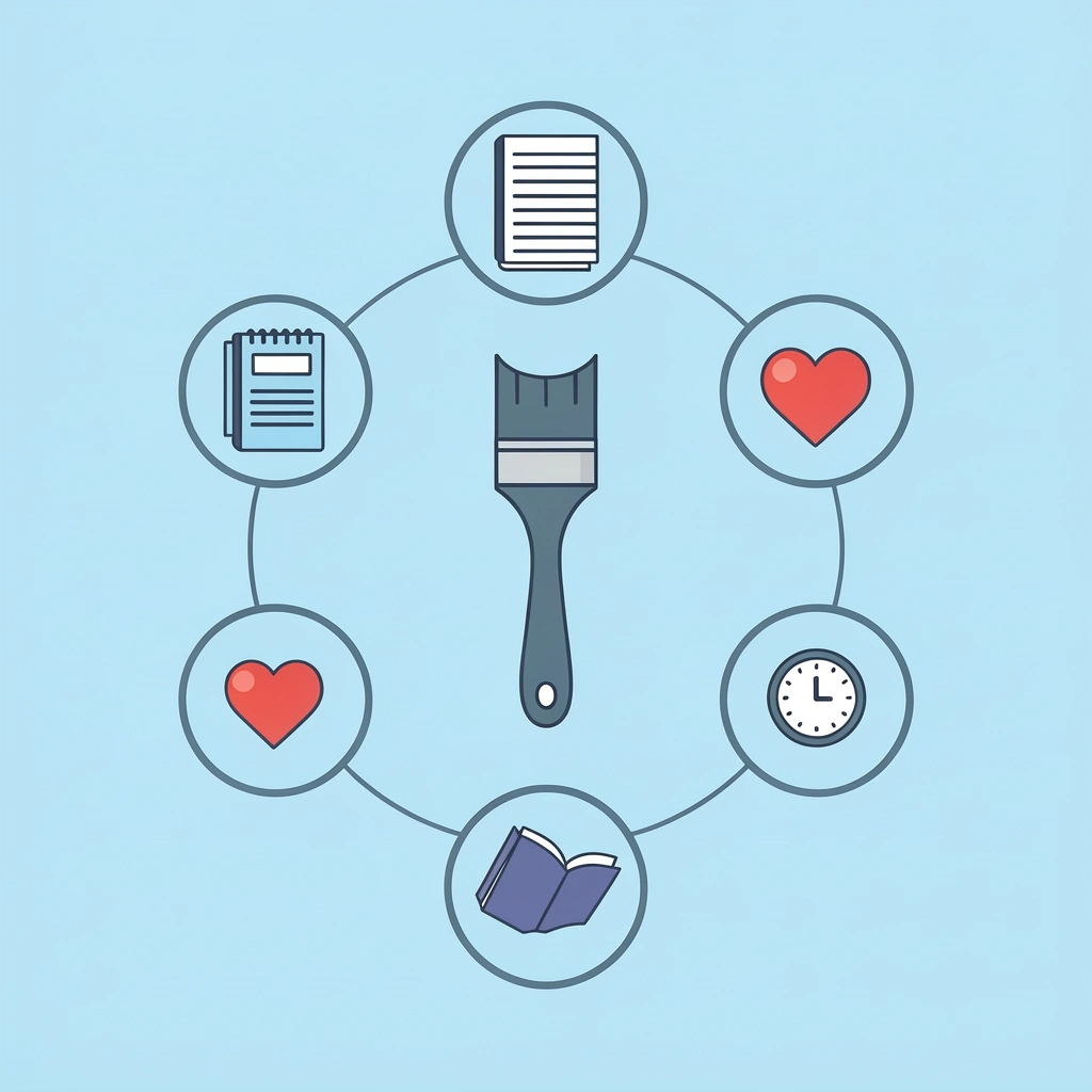 Central 'All About Me Activities' hub connected to four learning methods: art, storytelling, measurement, and reflection