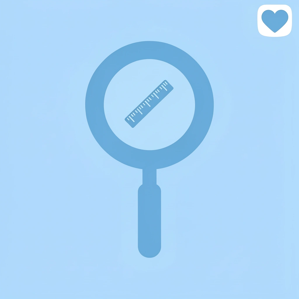 Magnifying glass highlighting torso measurement area on a child from neck to lower back