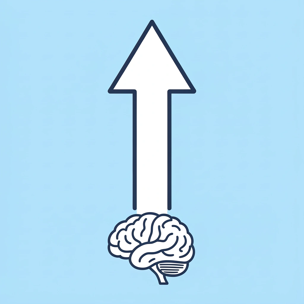 Upward arrow showing growth from sustained attention to stronger neural connections and better retention