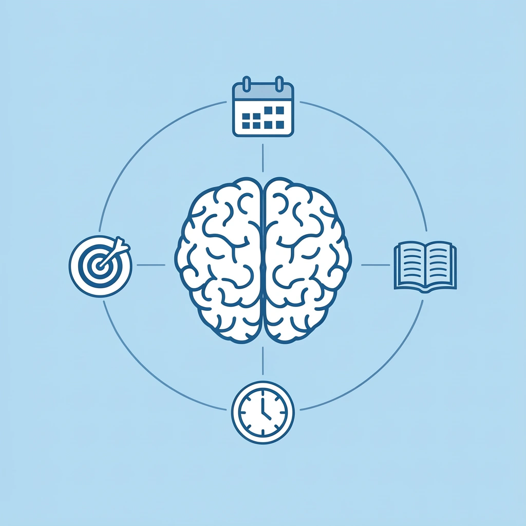 Central hub showing three interconnected elements of curriculum selection: learning style, family schedule, and child readiness