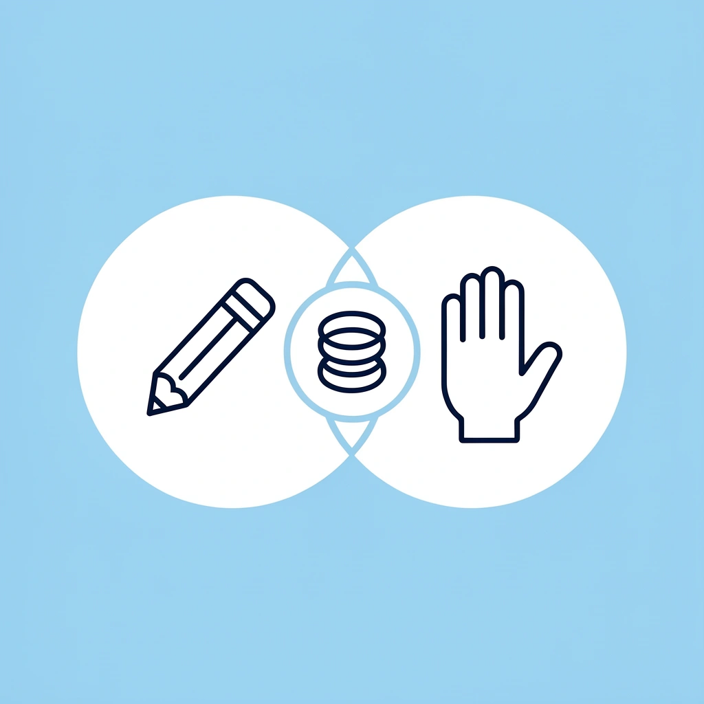 Two overlapping circles showing how letter tracing builds both literacy and fine motor control simultaneously