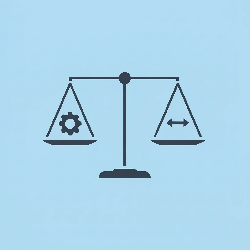 Balance scale showing curriculum alignment on one side and flexibility on the other