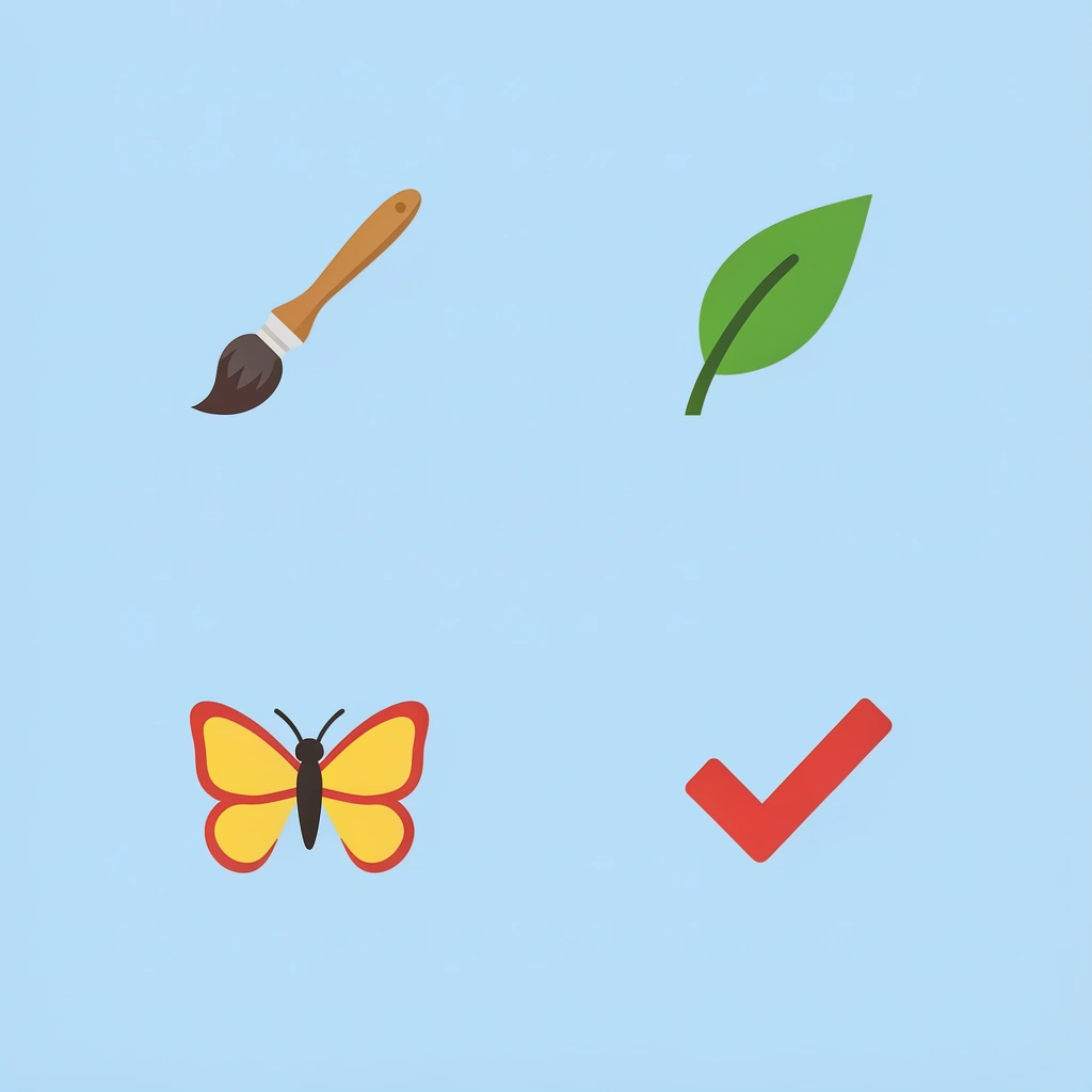 Four spring coloring themes shown as icons: colorful flowers, butterfly, rainbow, and garden plants