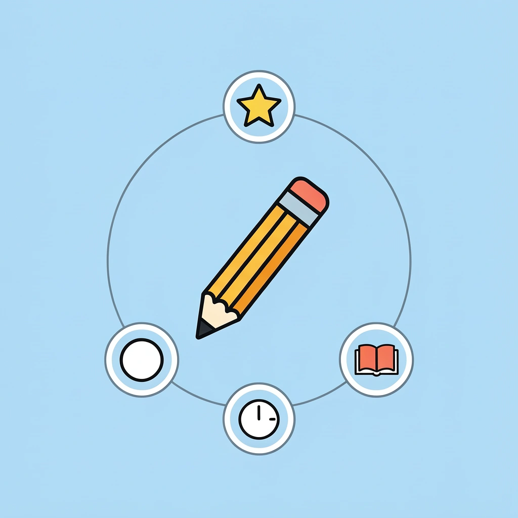Central icon for fine motor control connected to four surrounding icons representing horizontal strokes, vertical lines, zigzags, and circles