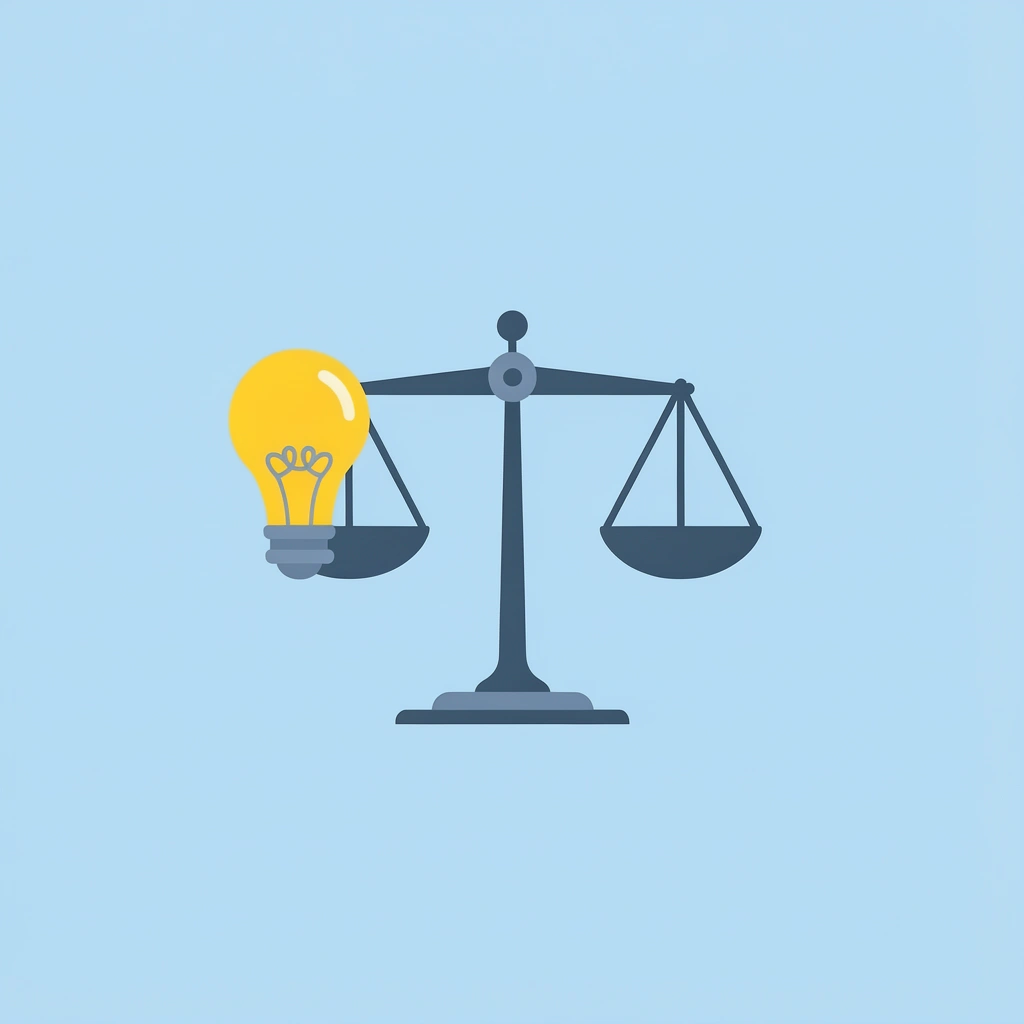 Balance scale showing learning objectives on one side and ease of execution on the other