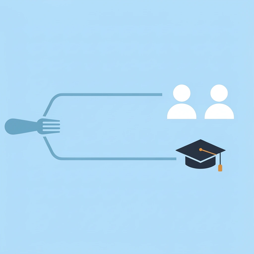 Two paths splitting from a single starting point, representing the choice between preschool and daycare options