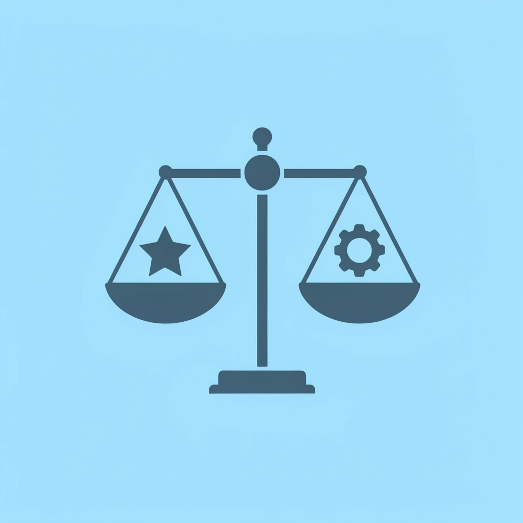 Balance scale showing fun activities on one side and structured learning on the other