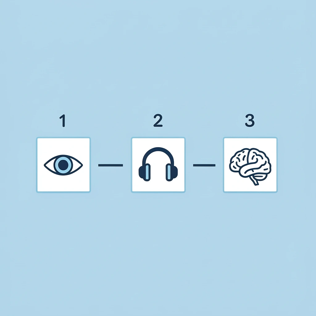Three numbered stages of alphabet learning development with age ranges