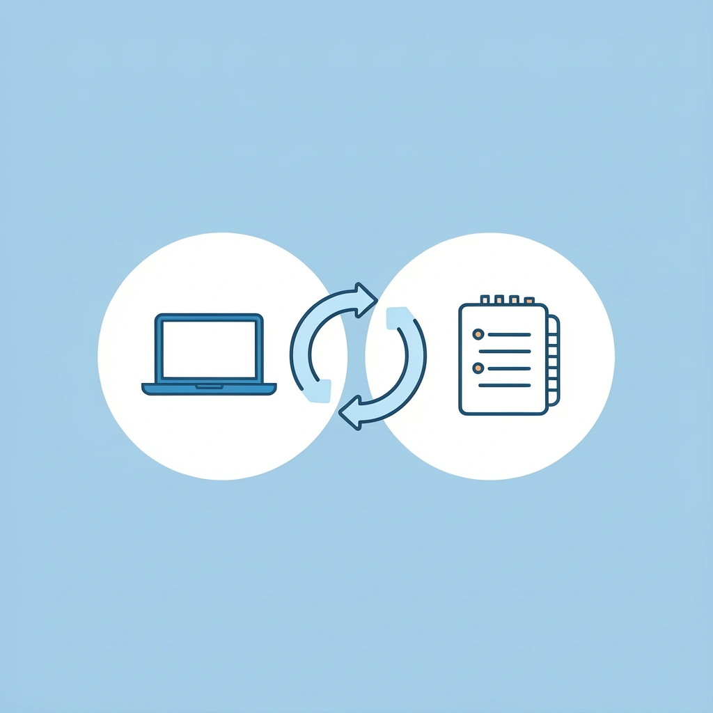 Two overlapping circles showing digital learning and printable resources coming together
