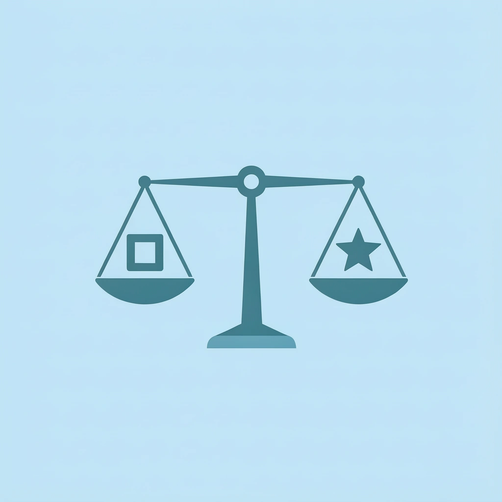 Balance scale showing familiar activities on one side and new variations on the other
