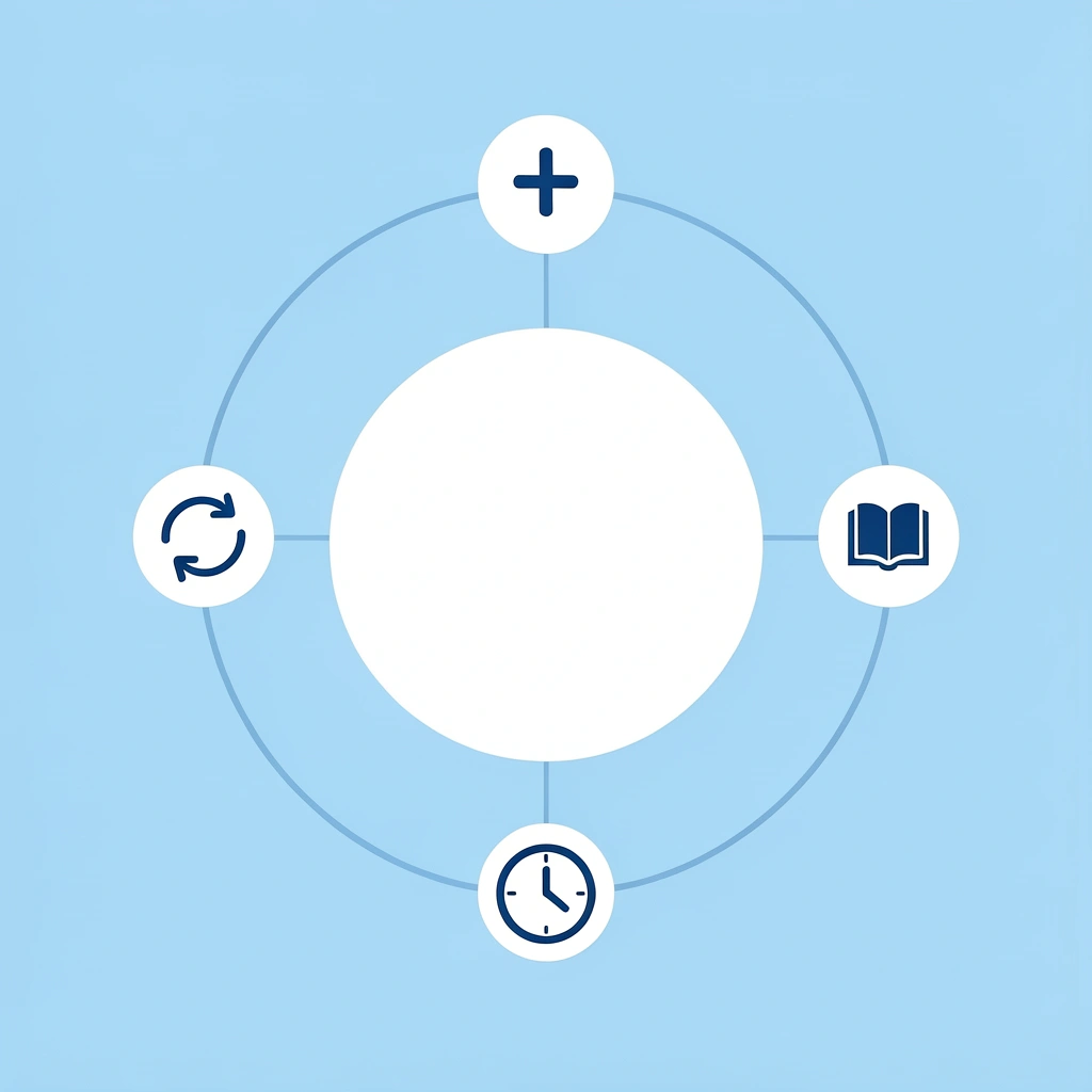Central hub showing interconnected math skill areas, including counting, shapes, and other developmental areas