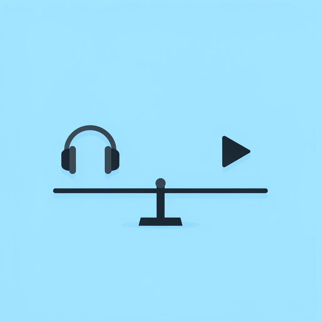 Balance scale showing passive instruction on one side and active movement-music engagement on the other, illustrating their different effectiveness