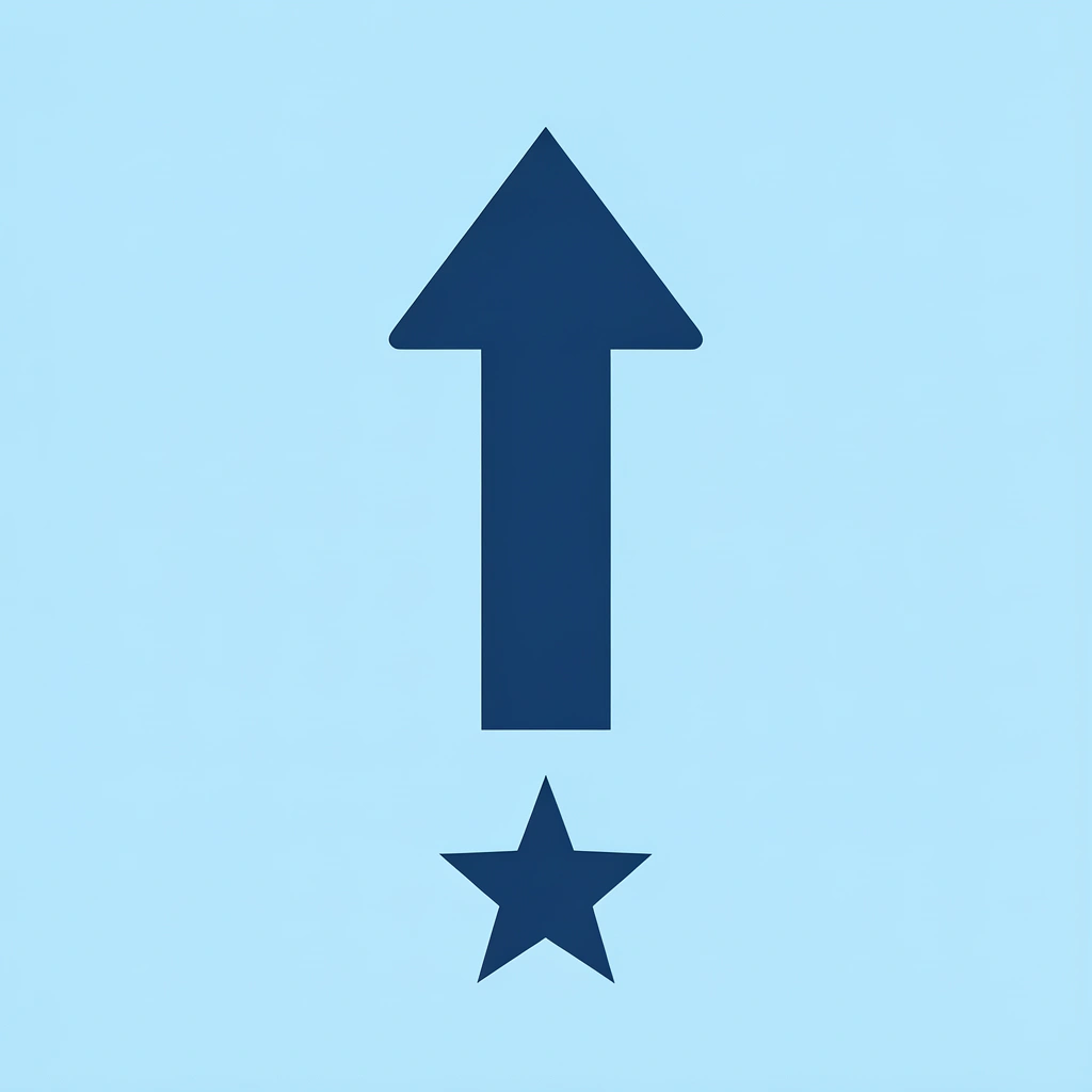 Upward arrow showing growth in confidence and positive associations with achievement
