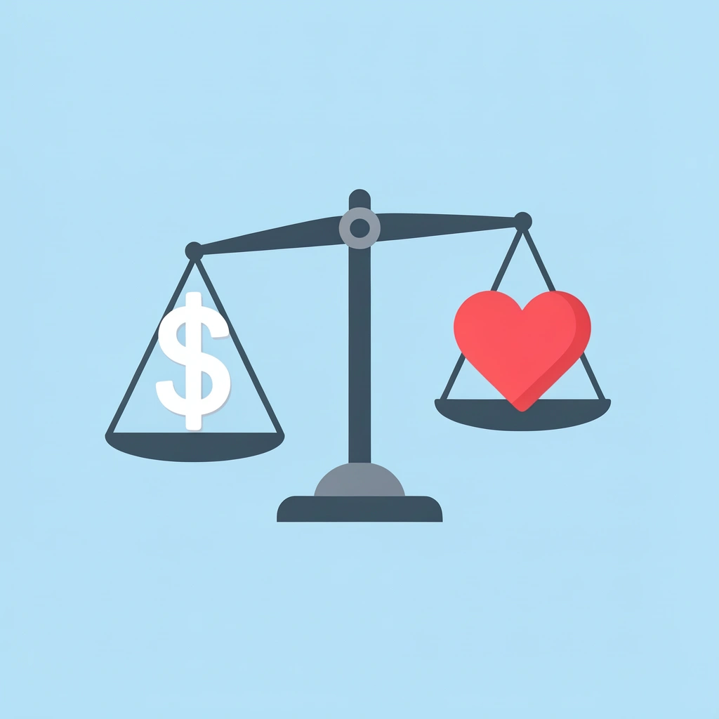 Balance scale showing affordable price on one side and personalized gift on the other