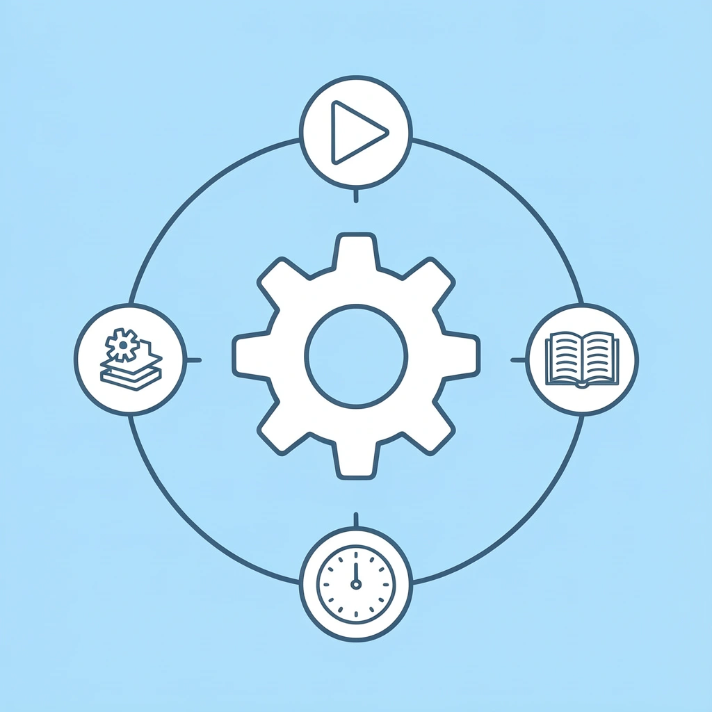 Central equipment icon connected to multiple play types: physical activity, social play, creative play, and skill development