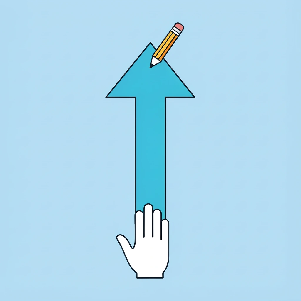 Arrow showing progression from basic grip strength to advanced writing skills