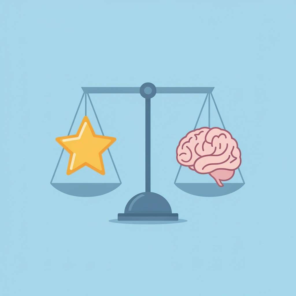 Balance scale showing holiday magic balanced with essential developmental skills