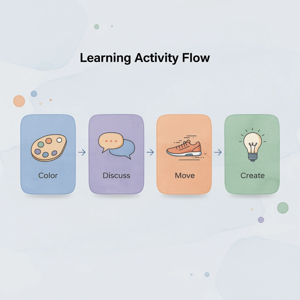 Process flow showing learning activity sequence