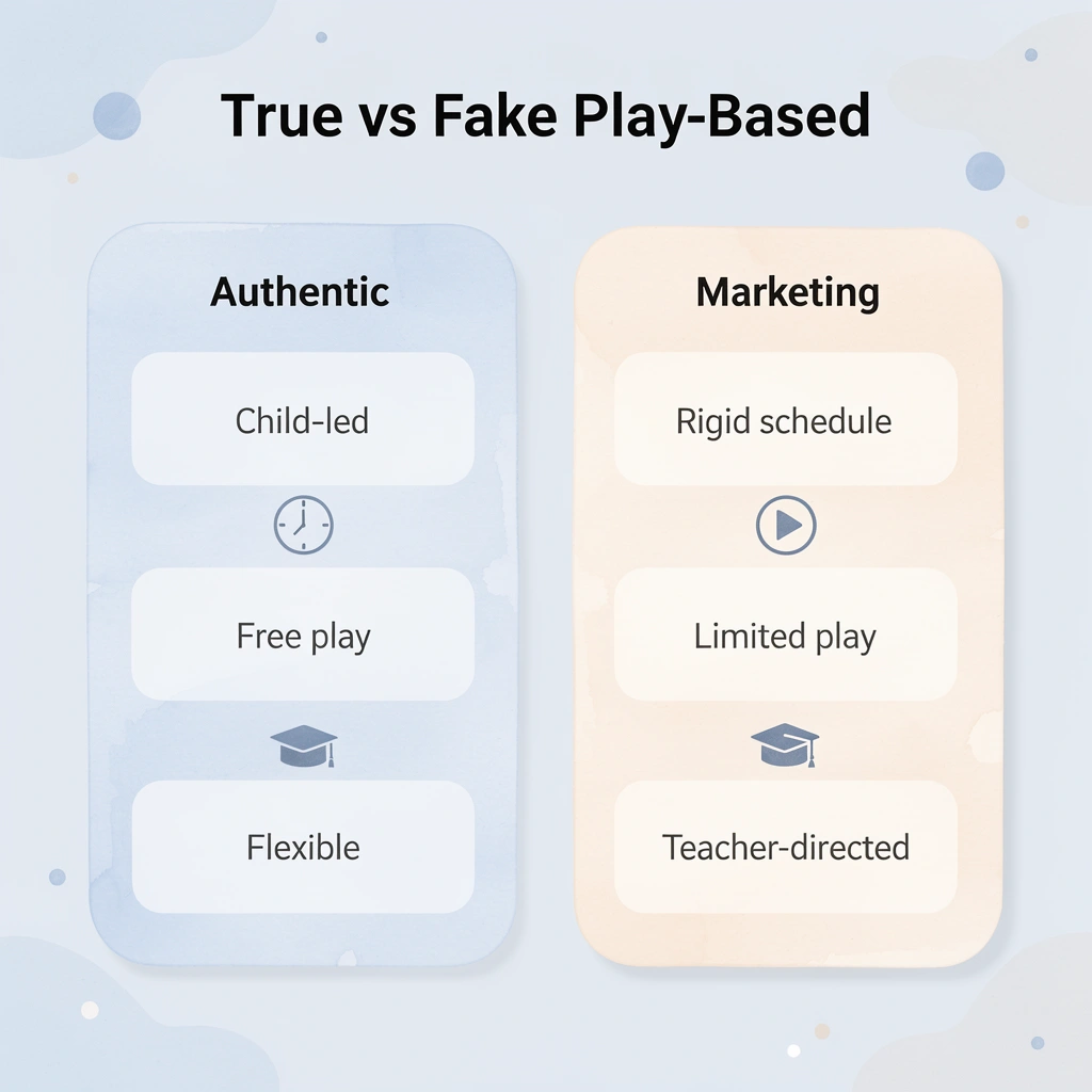 Comparison between authentic and fake play-based preschools