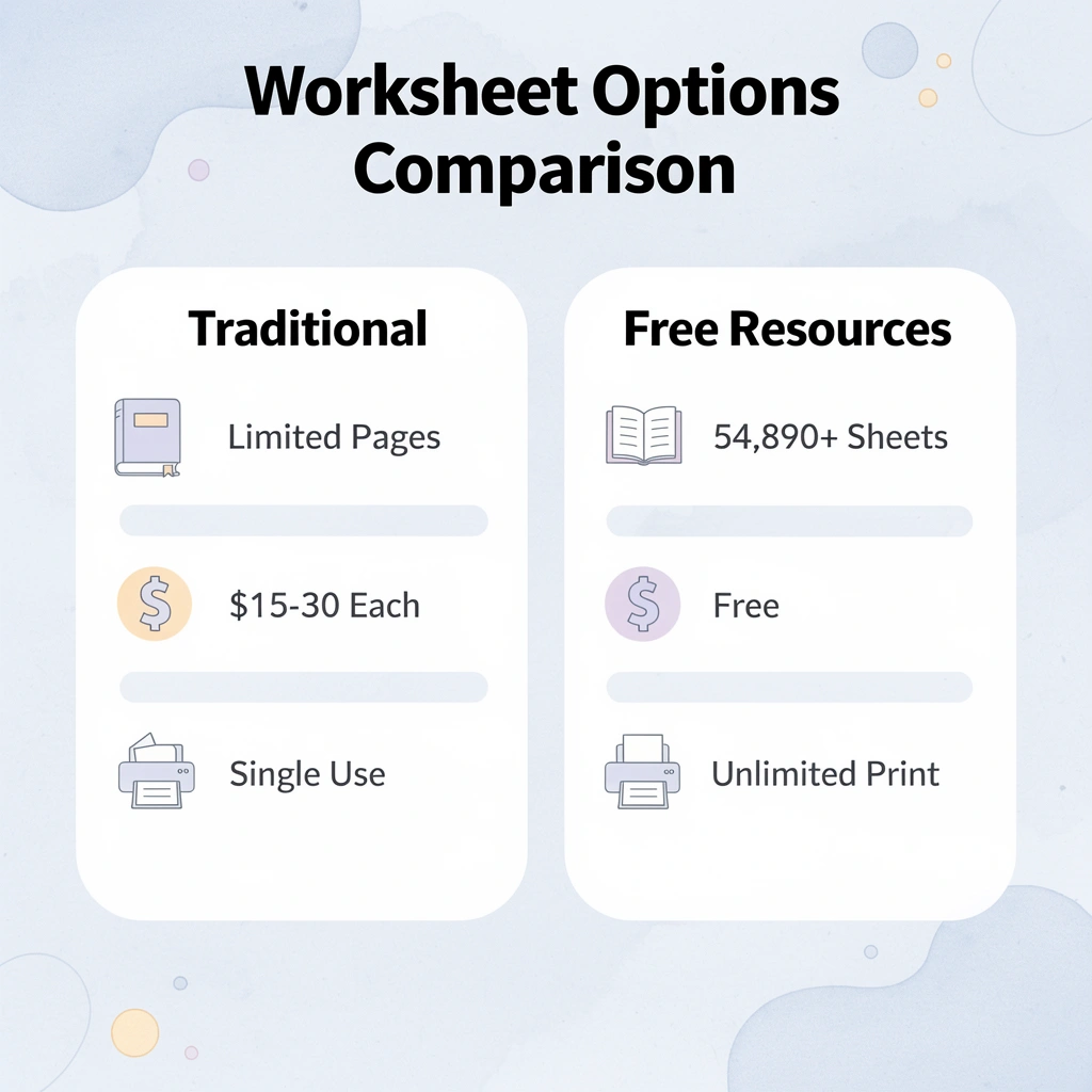 Comparison between traditional workbooks and free worksheet resources