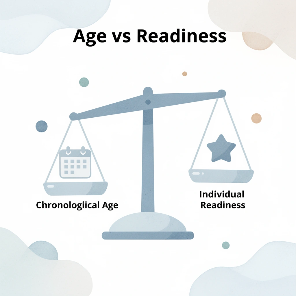 Balance scale comparing chronological age versus individual readiness