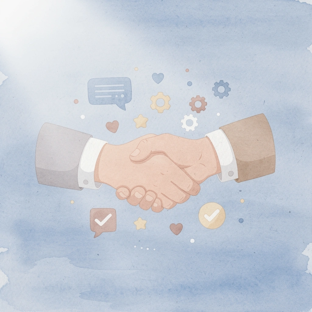 Illustration of hands connecting, representing parent-teacher partnership in preschool education